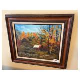 Oil on canvas, 2 bird clocks, 5 prints