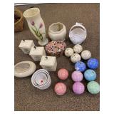 Ceramic balls, canisters, planters, vases