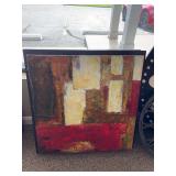 Large Framed abstract artwork and large  metal framed 3D fruit bowl wall hanging