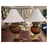 PAIR OR 32" MOROCCAN GOLD/AMBER - LAMPS