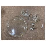 CLEAR GLASS PITCHER , vases, bowl, ice bucket and display bowl