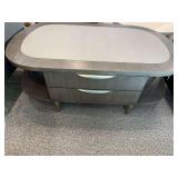 Rachel Ray Home oval cocktail table with leather insert (has some scratches)