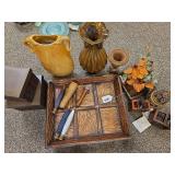 LOT OF 16: VASES, TRAY, SPOOLS, BOXES, MINITURE DOMES