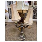 PL23241VSS 30" DUAL ARM CANDLLAMP & BP8652 TABLE BURGUNDY LAMP 34" & "WOOD" TABLE LAMP 35"