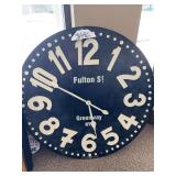 ROUND METAL CLOCK AND LARGE ROUND WOODEN CLOCK