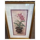 2 WALL PICTURES, 22.5”w x 35.5”h ORCHID SIGNED BARBARA MOCK, 26”w x 38”h FRENCH PANEL SIGNED B SIKES 2003