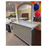 GRAY 7 DRAWER DOUBLE DRESSER & MIRROR - ASPEN HOME