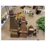 2 lidded 12”-19” and 2 garden 32”-38” copper  obelisk