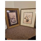 2 PC WALL ART, HUMMINGBIRD & VASE/FLOWERS PICTURES