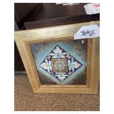 GOLD FRAMED ABSTRACT ART , WOODEN ABSTRACT ART AND BARN DOOR WALL HANGING