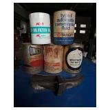 Misc collector cans, oil filter and spout