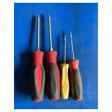 4 Snap-On hex head screw drivers: T-15, 20, 25, 27