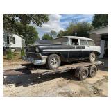 1956 Chevrolet Belair project car on double axle homemade trailer