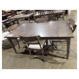 Custom Bassett bench made solid maple table and four chairs