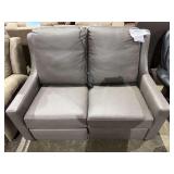 Grey leather power loveseat
