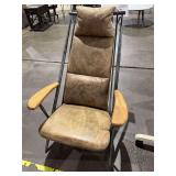 Iron frame leather & fabric chair