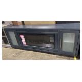 84” Navy fireplace console w/4 doors