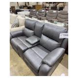 Power leather loveseat with console