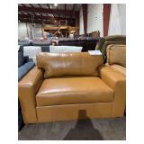 LEATHER MATCH NUTMEG CUDDLE CHAIR - HUGHES FURNITURE