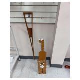 Wood cat toilet paper holder , antique crutch