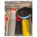 Plastic cups, tray, misc, Punch Bowls & cups w/ plastic ladle