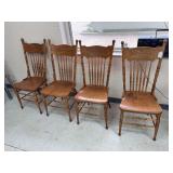 4 Oak Pressed Back Chairs
