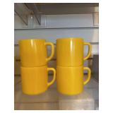 4 yellow coffee mugs, Federal glass
