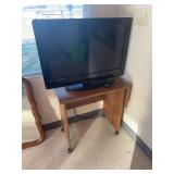 Vizio 32” TV, rolling table with collapsible leaf