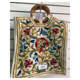 2 - Kashmiri handbags with crewel decoration, red, blue and green floral