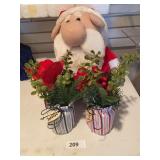 Plush Santa and table decorations