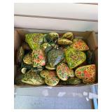 Box of Kashmir India PAK YAK, hand made and painted 33 large 4” hearts