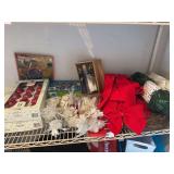 Christmas ornaments, bows, floral decor, grapevine wreath