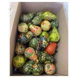 Box of Kashmir India PAK YAK, hand made and painted 3.5” pears