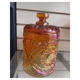 Covered Orange Carnival Jar