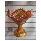 2 pc Orange Carnival Pedestal Bowl