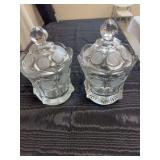 2 Fostoria covered coin glass candy dishes
