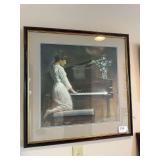 Large piano and woman picture 28.75” w x 29” tall