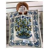 2 - Kashmiri handbags with crewel decoration, blue and green floral