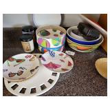 Summer Fun Plates, Candles, Misc Plastic Bowls