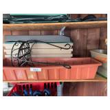 Handheld seeder, plastic window boxes, plant stand,