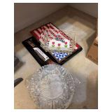 Miscellaneous trays and glassware pieces
