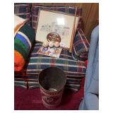 Washington Redskin waste can, baseballs. Jerry Baum Bosse Field print, Bosse HS plaque