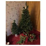 54” and 33” Christmas tree, greenery swag