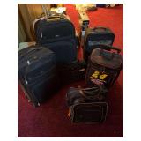 2 Samsonite suitcases and carry bag, Jeff Gordon bag on wheels, travel bag, suitcase (some damage)