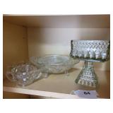 Clear Glass Collection -- Footed Bowl, Square Pedastal, Creamer/Sugar, misc
