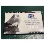 2004 United States Mint 50 state quarters silver proof set in box