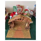Lot of Christmas decor, nativity barn