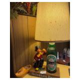Heineken Beer 32” lamp. Wood shoe