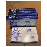 1 - 1999, 3 - 2000 & 2 - 2002 United States mint proof sets