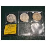 3 silver Morgan dollars 1886, 1902, 1904